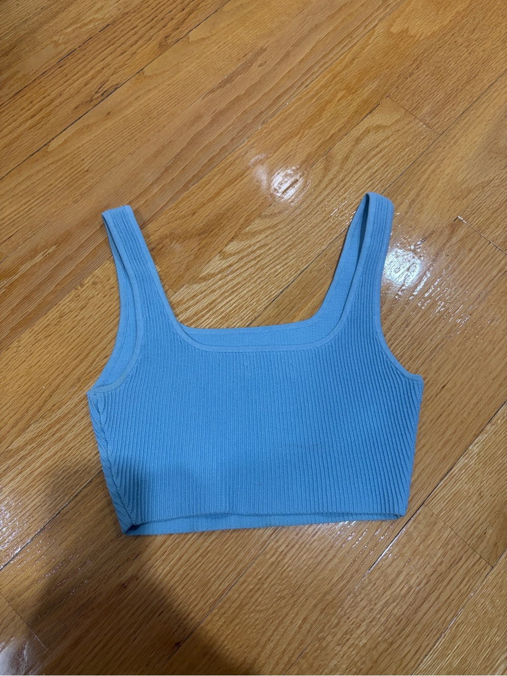 Aritzia Babaton Sky Blue Ribbed Square-Neck Tank